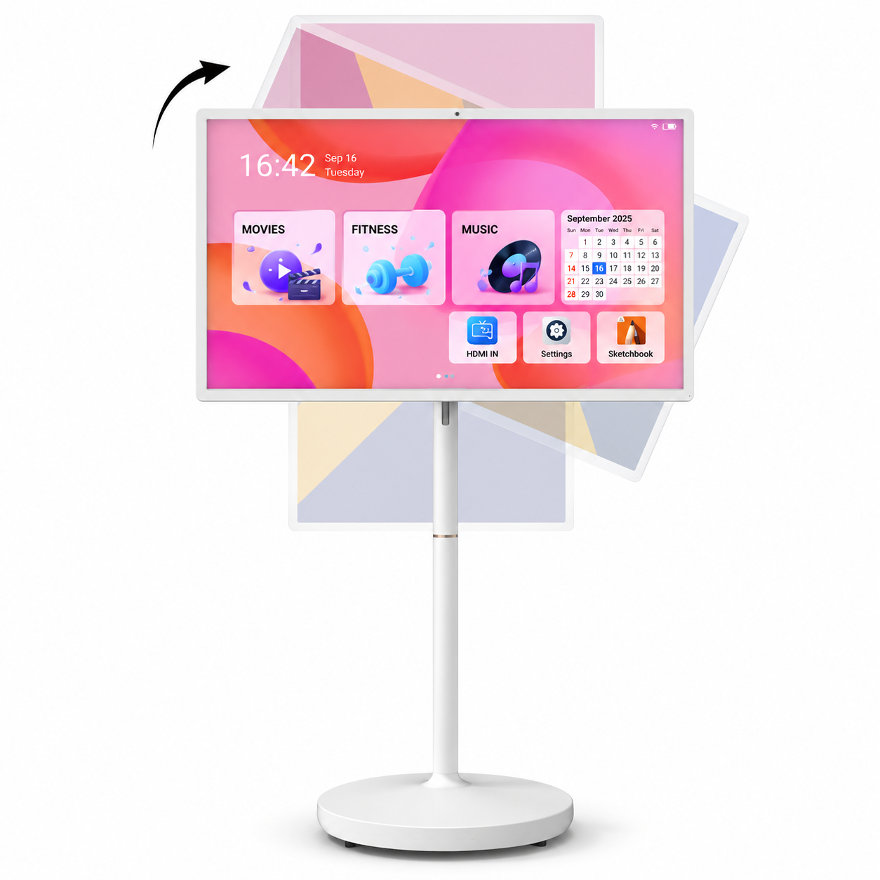 Portable 23.8 Inch Smart TV FHD 1080p Android Battery Powered Display