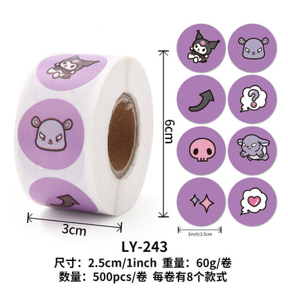 Stickers for Children Girls Cute Sanrio Sealing Stickers Student Guka Journal Material Roll Stickers Reward Teacher Use