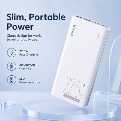 ROMOSS 20000mAh 22.5W Fast Charging Power Bank, 5-Port Portable Charger