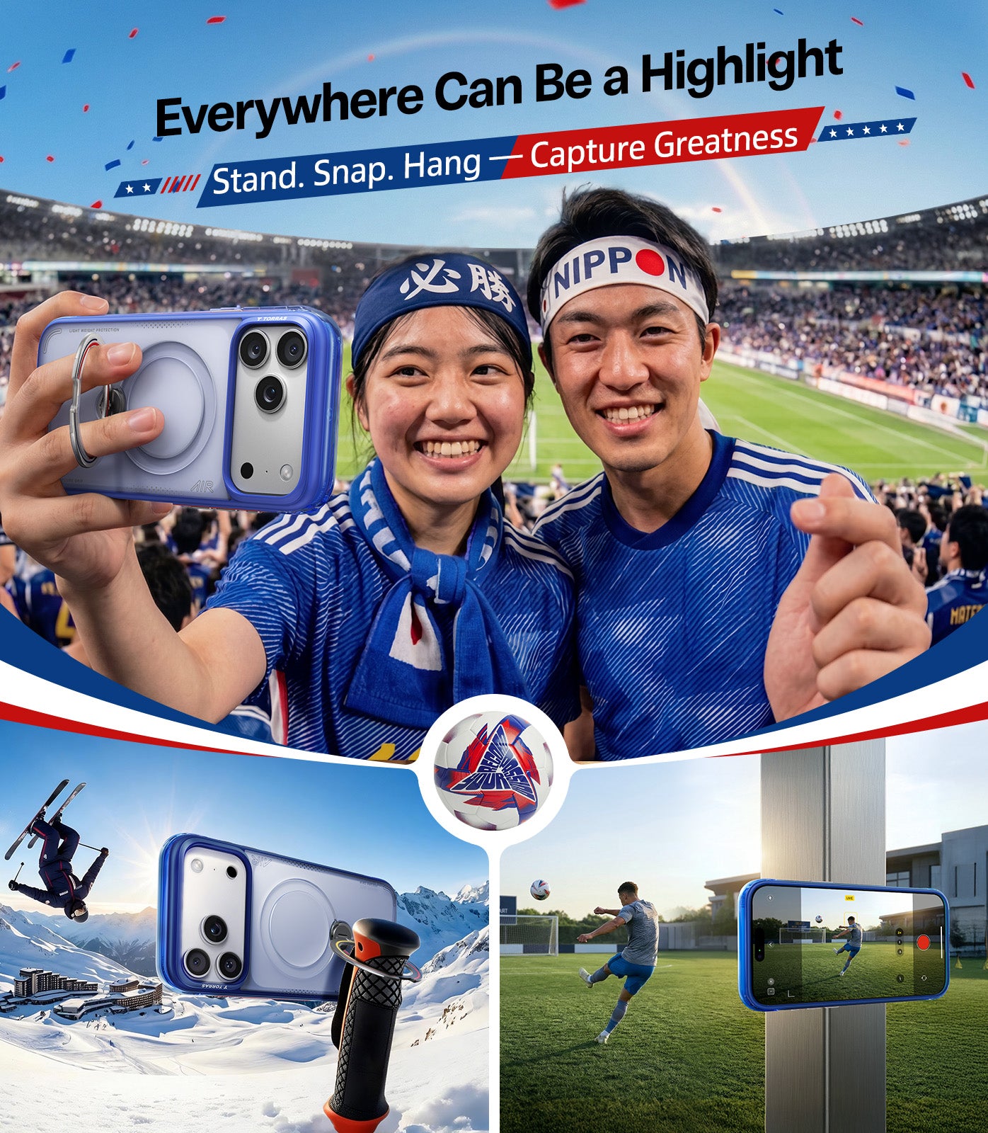 Torras iPhone 17 MagSafe 360 Kickstand Case Japan Football Edition