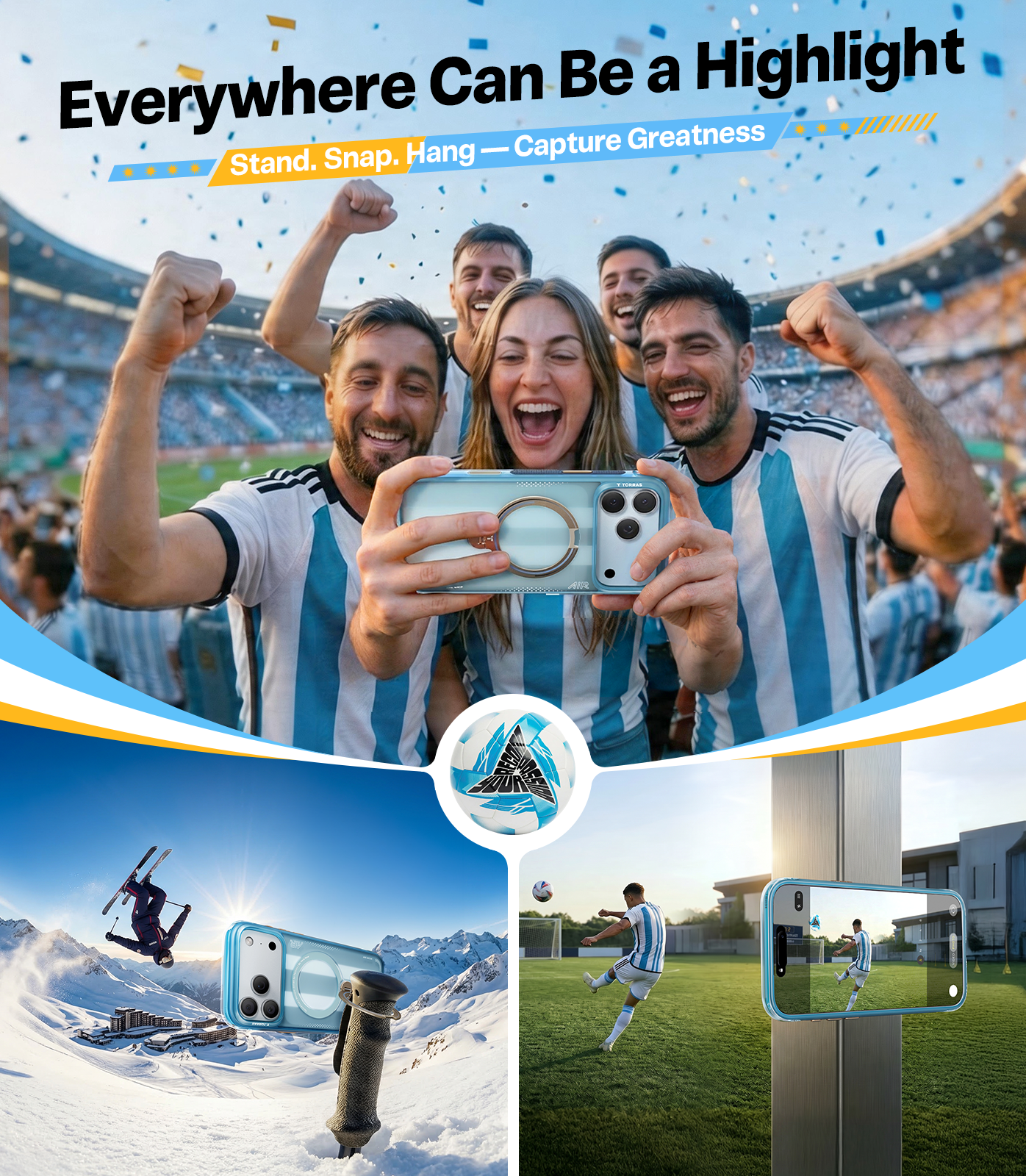 Torras iPhone 17 MagSafe 360 Kickstand Case Argentina Football Edition