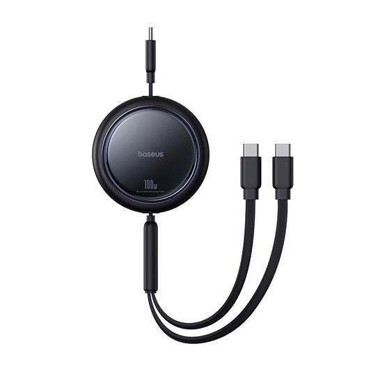 Baseus Bright Mirror Series One-for-two Fast Charging Data Cable Type-C to C+C 100W 1m - Cluster Black