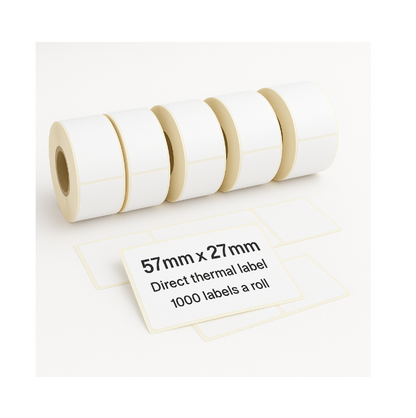 Thermal Labels for Barcode Printers – 57mm x 25mm,1000 Labels  5 Rolls
