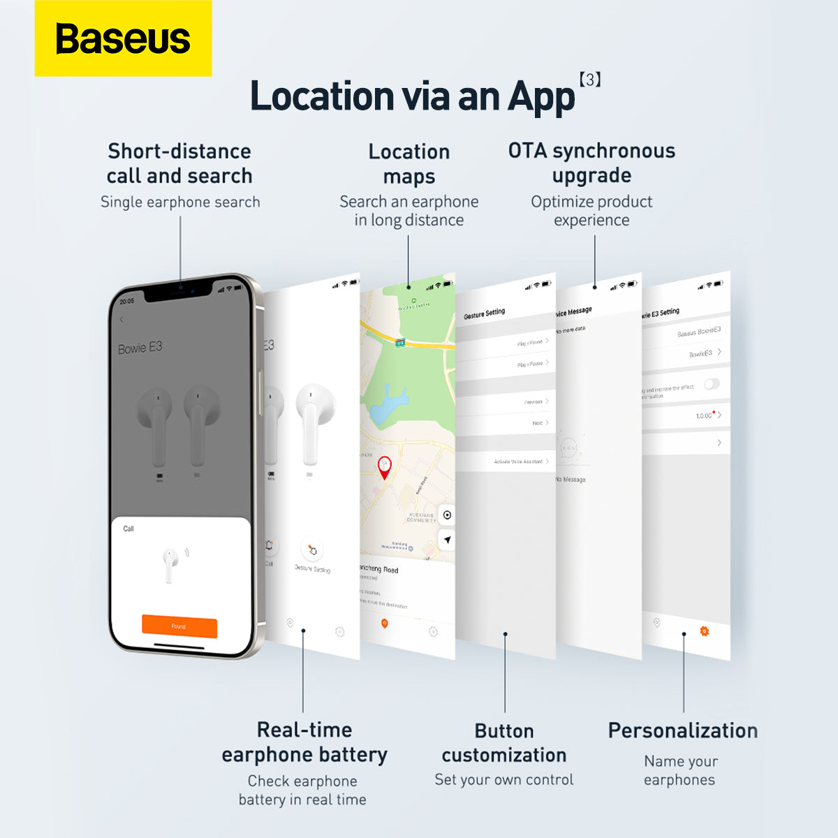 Baseus Bowie E3 Flash Charge True Wireless Bluetooth Earphones White