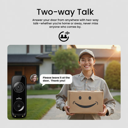 Youkey DB312 2K Dual Cam Video Doorbell with 6400mAh Battery and AI Radar
