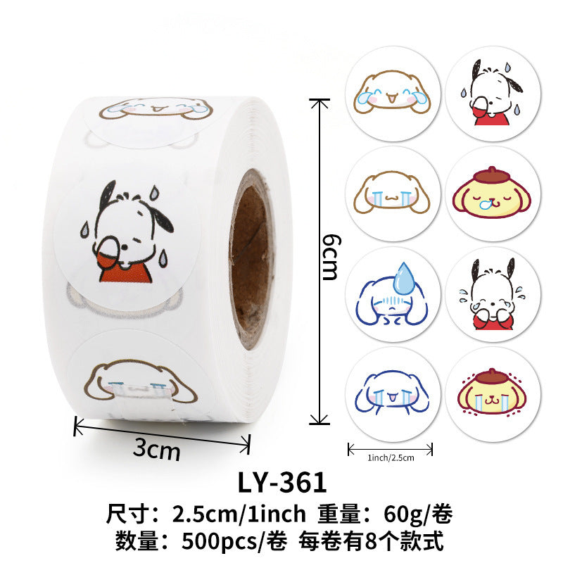 Stickers for Children Girls Cute Sanrio Sealing Stickers Student Guka Journal Material Roll Stickers Reward Teacher Use