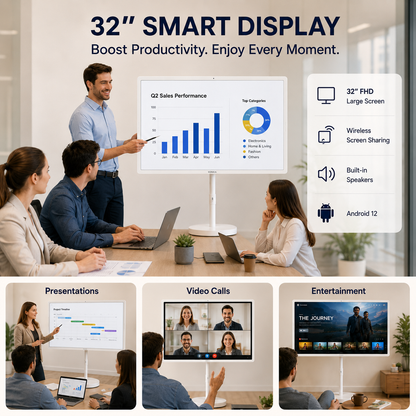 32 Inch Portable Smart TV FHD 1080p Android Battery Powered Display Stand