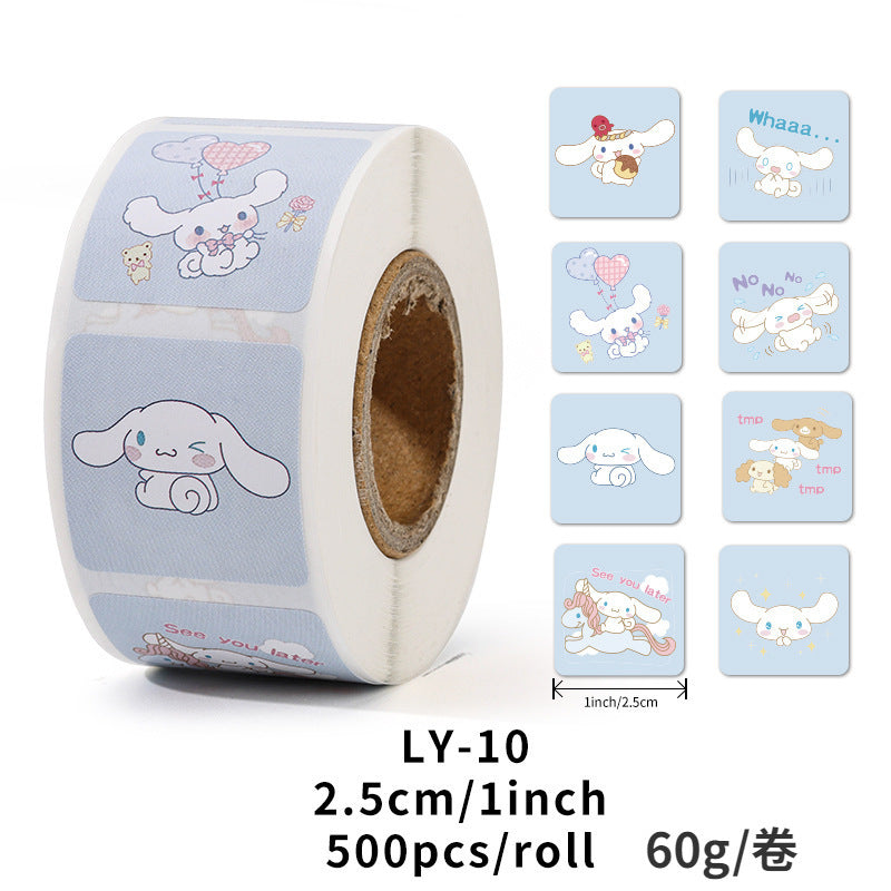 Stickers for Children Girls Cute Sanrio Sealing Stickers Student Guka Journal Material Roll Stickers Reward Teacher Use