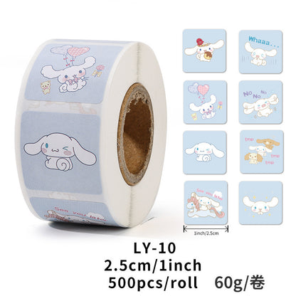 Stickers for Children Girls Cute Sanrio Sealing Stickers Student Guka Journal Material Roll Stickers Reward Teacher Use