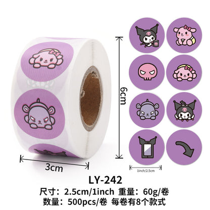 Stickers for Children Girls Cute Sanrio Sealing Stickers Student Guka Journal Material Roll Stickers Reward Teacher Use