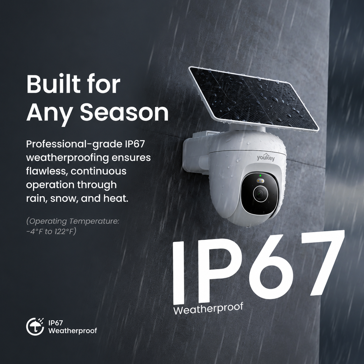 Youkey 2K Solar Wireless Outdoor Security Camera with Smart Detection