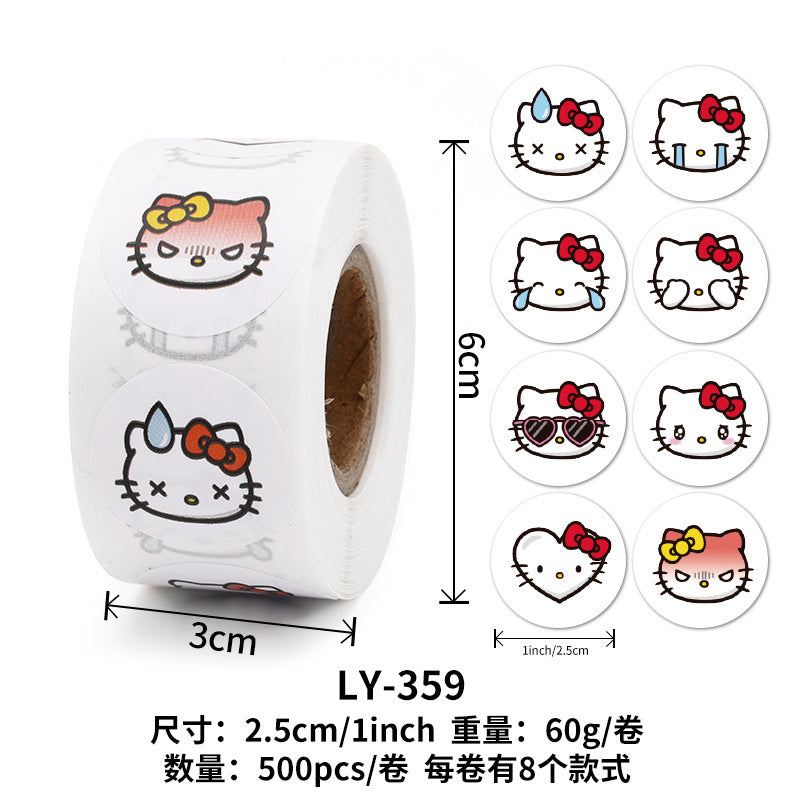 Stickers for Children Girls Cute Sanrio Sealing Stickers Student Guka Journal Material Roll Stickers Reward Teacher Use