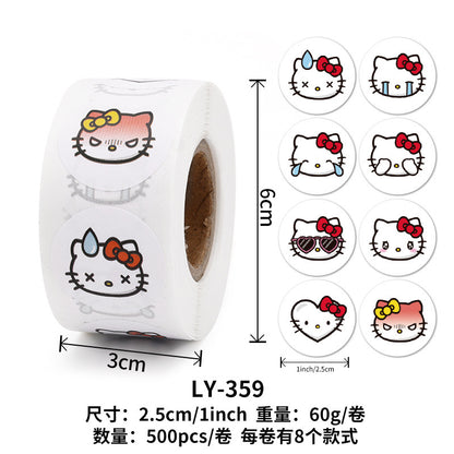 Stickers for Children Girls Cute Sanrio Sealing Stickers Student Guka Journal Material Roll Stickers Reward Teacher Use