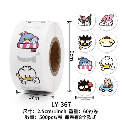 Stickers for Children Girls Cute Sanrio Sealing Stickers Student Guka Journal Material Roll Stickers Reward Teacher Use