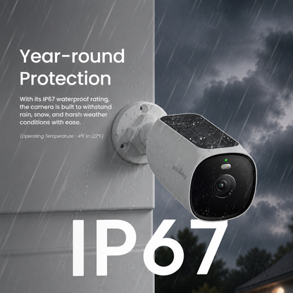 Youkey S420 2.5K Solar Security Camera Built-in Solar Charging IP67