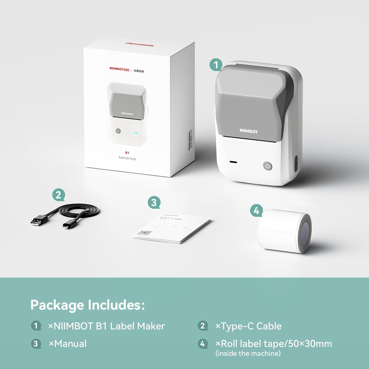 NIIMBOT B1 - Portable Thermal Label Printer - For Office & Small Biz