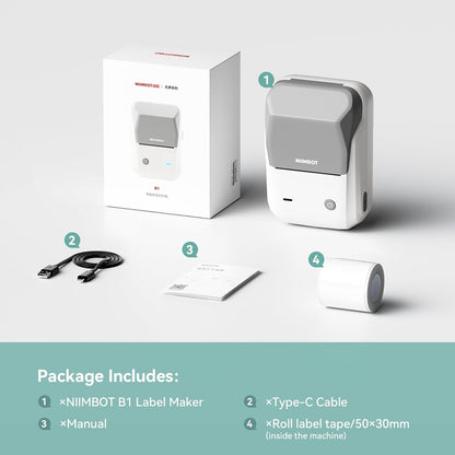 NIIMBOT B1 - Portable Thermal Label Printer - For Office & Small Biz