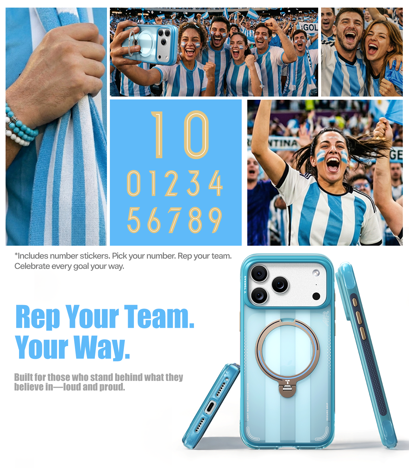 Torras iPhone 17 MagSafe 360 Kickstand Case Argentina Football Edition
