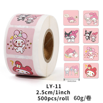 Stickers for Children Girls Cute Sanrio Sealing Stickers Student Guka Journal Material Roll Stickers Reward Teacher Use