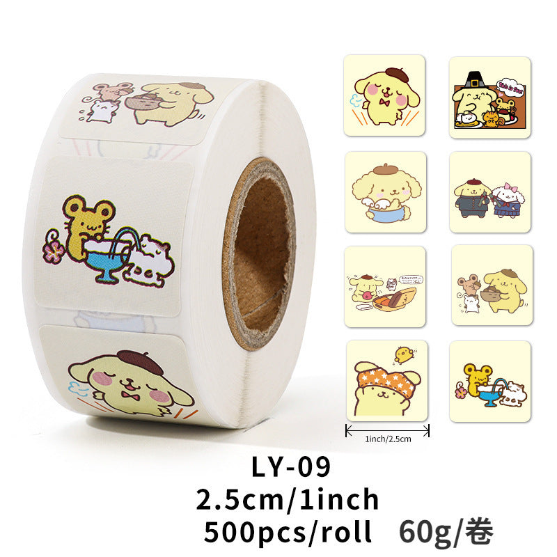 Stickers for Children Girls Cute Sanrio Sealing Stickers Student Guka Journal Material Roll Stickers Reward Teacher Use