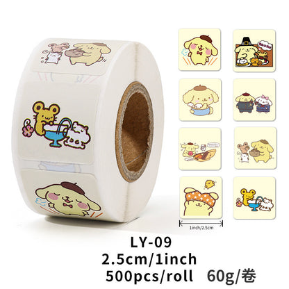Stickers for Children Girls Cute Sanrio Sealing Stickers Student Guka Journal Material Roll Stickers Reward Teacher Use
