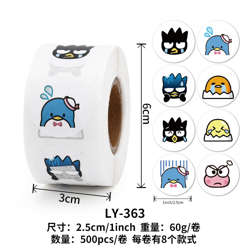 Stickers for Children Girls Cute Sanrio Sealing Stickers Student Guka Journal Material Roll Stickers Reward Teacher Use