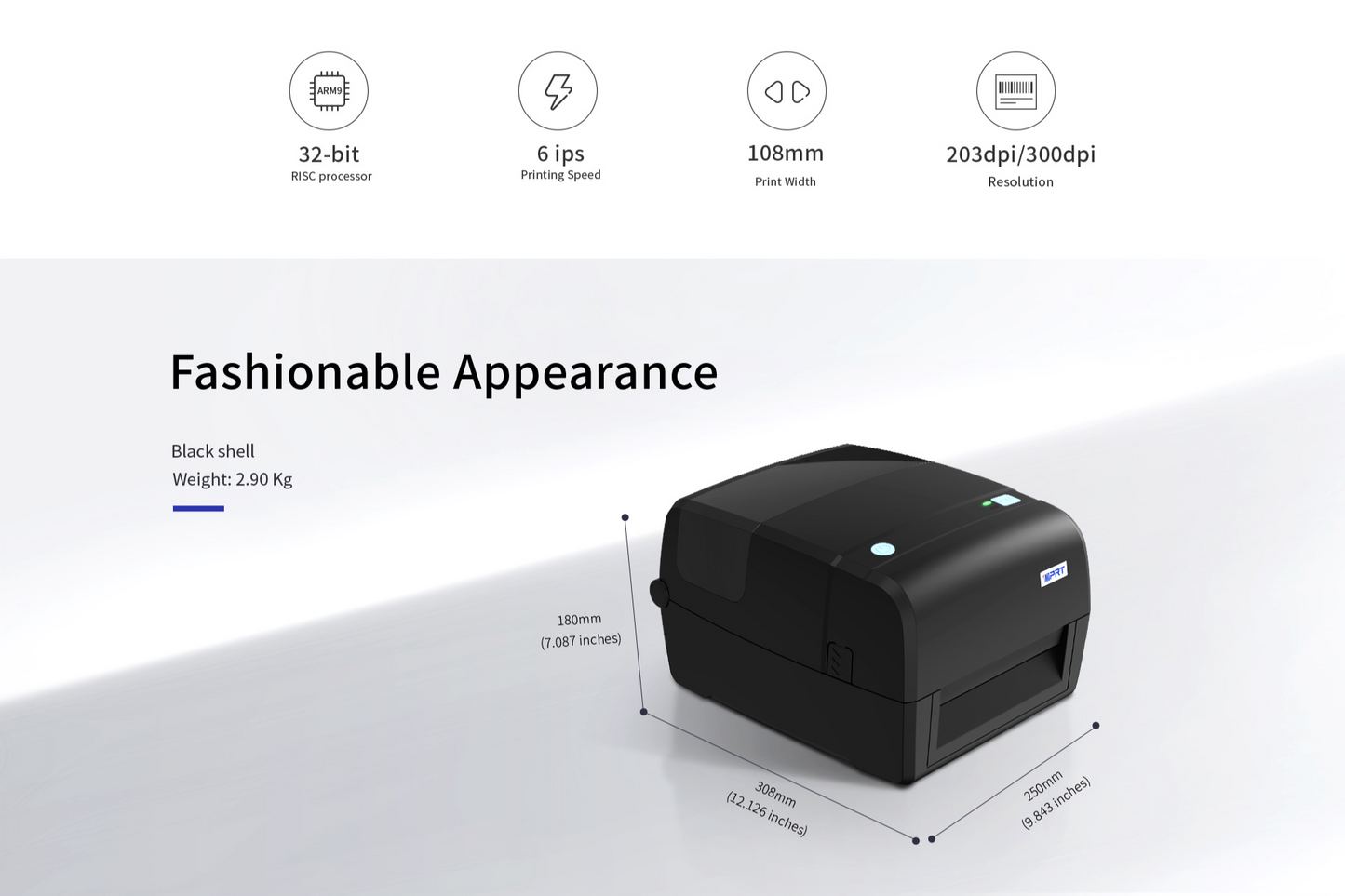 iDPRT iT4B - 300M Ribbon Thermal Transfer Printer - Industry/Factory