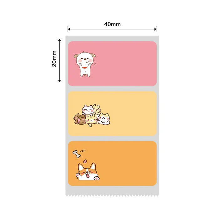 Niimbot Animal Series Thermal Label For B21/B1/B3S 40x20mm - 320pcs-Cat And Dog