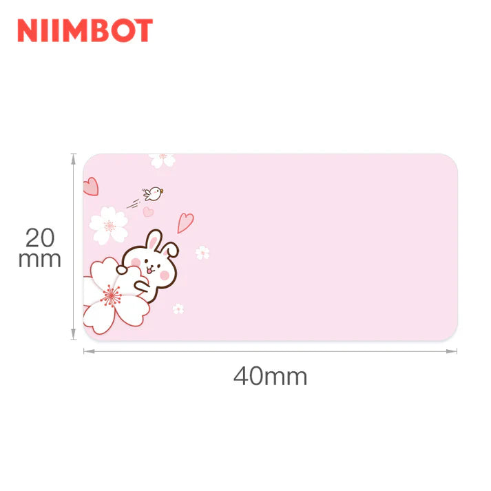 Niimbot Animal Series Thermal Label For B21/B1/B3S 40x20mm-320pcs-Pink Rabbit