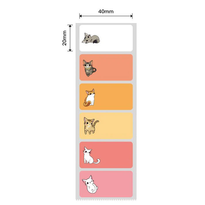 Niimbot Animal Series Thermal Label For B21/B1/B3S 40x20mm - 320-Cat Design