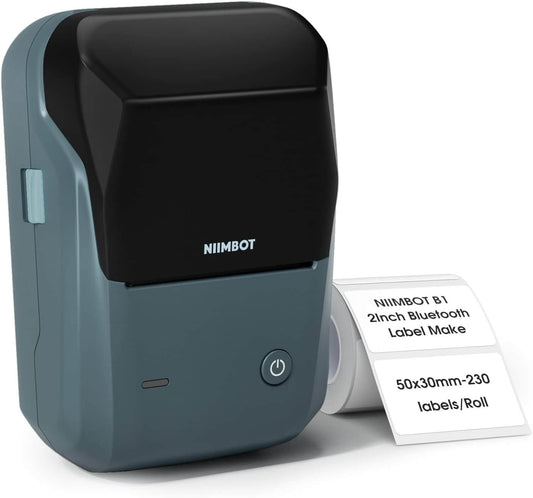 NIIMBOT B1 - Portable Thermal Label Printer - For Office & Small Biz Lake Blue