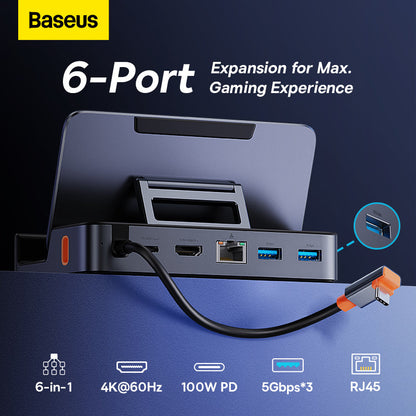 Baseus GamerX Series 6-Port Type C HUB Space Grey Type C to HDMI4K@60Hz 3