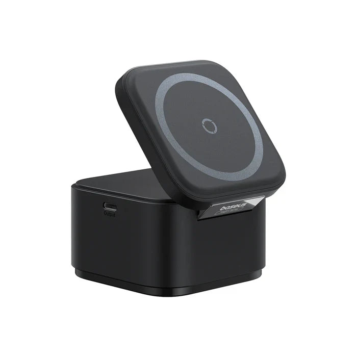 Baseus MagPro 2-in-1 Magnetic Wireless Charger 25W Cosmic Black on white background