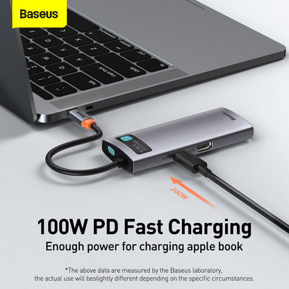 Baseus Metal Gleam Series 6 in 1 Multifunctional HDMI and RJ45 Type C Hub Silver 9