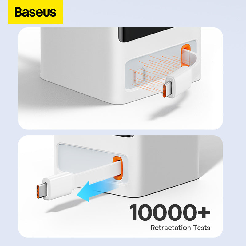Baseus PowerCombo Series 65W Digital PowerStrip with Retractable-C Cable - Smart Version White 9