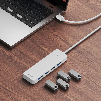 Baseus Ultrajoy Series 4-in-1 Hub Adapter (100cm Cable) - with 4x USB 3.0 ports White 12