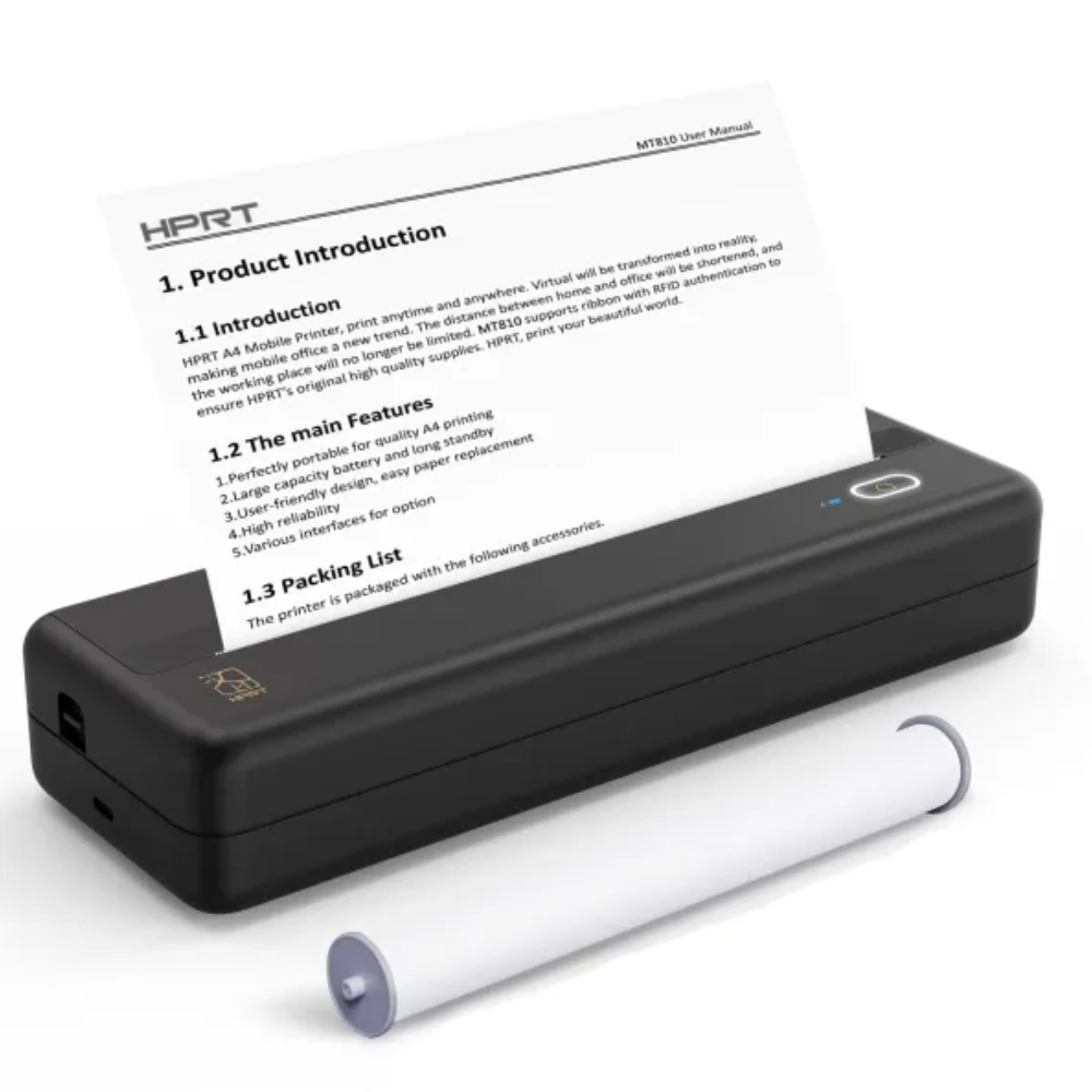 HPRT MT810 - Portable Printer With A Roll of Thermal Paper - Office/Home Black