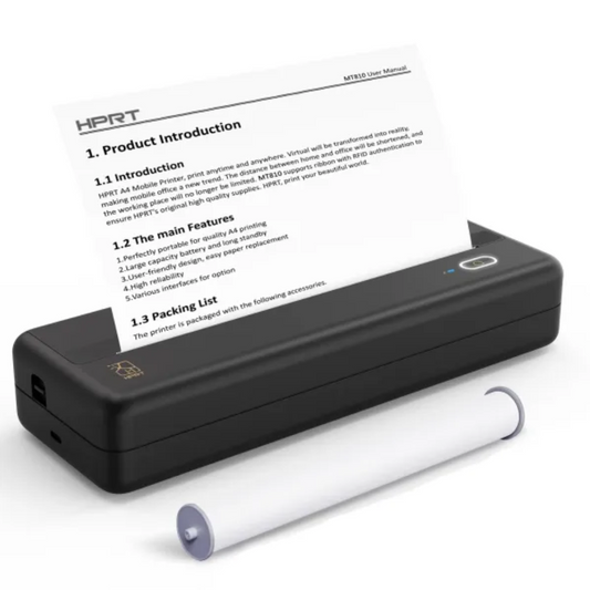 HPRT MT810 - Portable Printer With A Roll of Thermal Paper - Office/Home Black