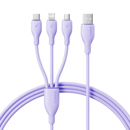 Nebula Purple Ultra-Fast 1-for-3 Cable USB to M+L+C 3.5A On purple on White Background