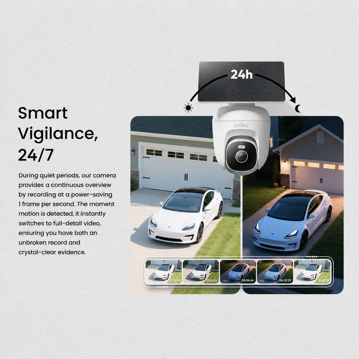 Youkey 2K Solar Wireless Outdoor Security Camera with Smart Detection