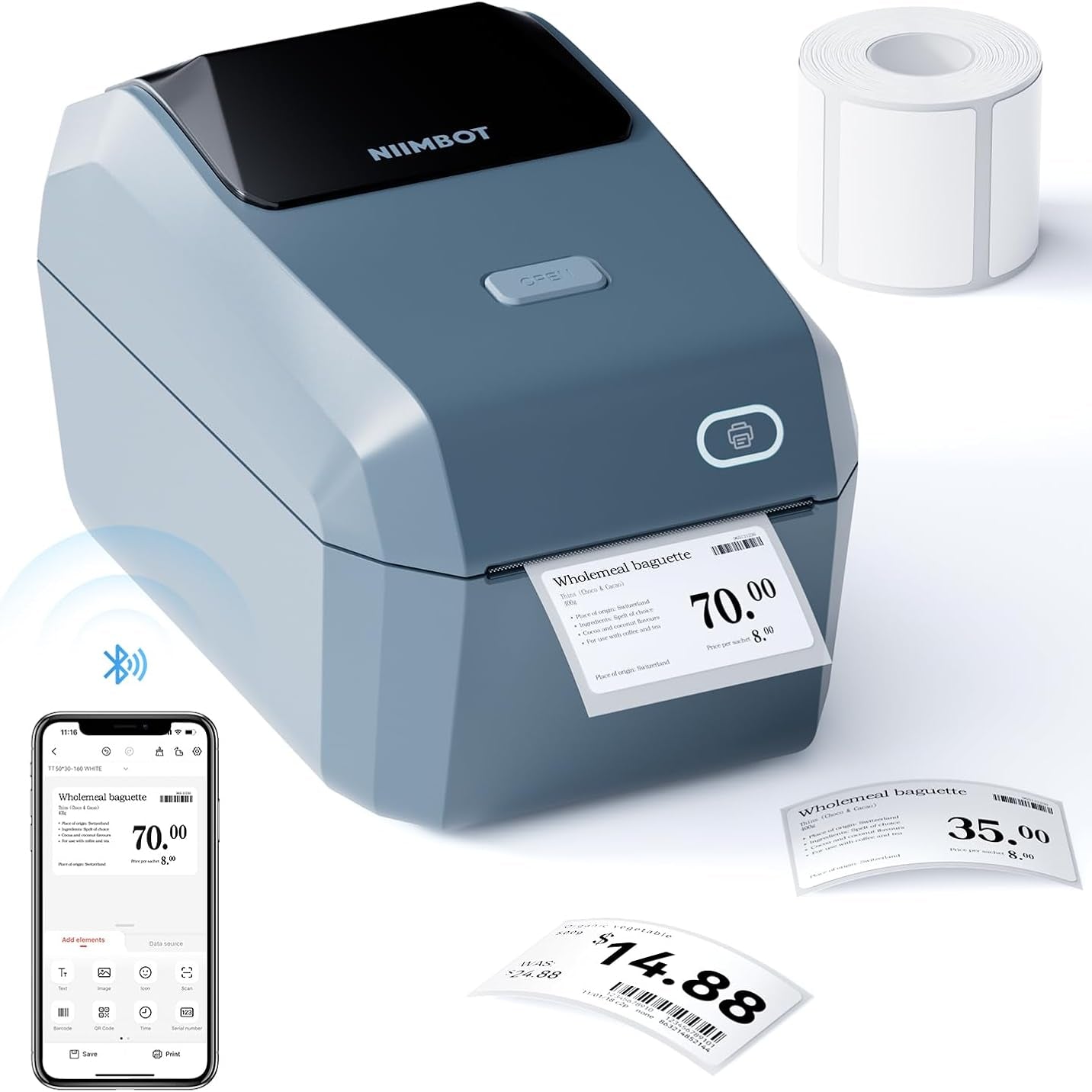 NIIMBOT K3 - High-Speed Dual Connect Printer - For Logistics Enterprises Blue