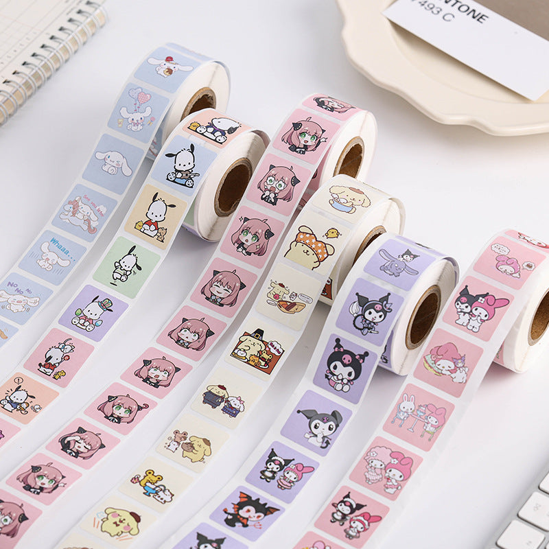 Stickers for Children Girls Cute Sanrio Sealing Stickers Student Guka Journal Material Roll Stickers Reward Teacher Use