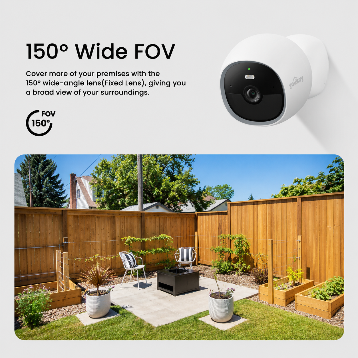 Youkey S320 2.5K QHD Wire-Free Camera Magnetic Base Wi-Fi 6 Night Vision