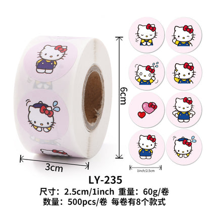 Stickers for Children Girls Cute Sanrio Sealing Stickers Student Guka Journal Material Roll Stickers Reward Teacher Use