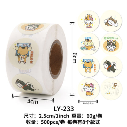 Stickers for Children Girls Cute Sanrio Sealing Stickers Student Guka Journal Material Roll Stickers Reward Teacher Use