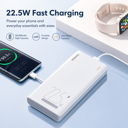 ROMOSS 20000mAh 22.5W Fast Charging Power Bank, 5-Port Portable Charger