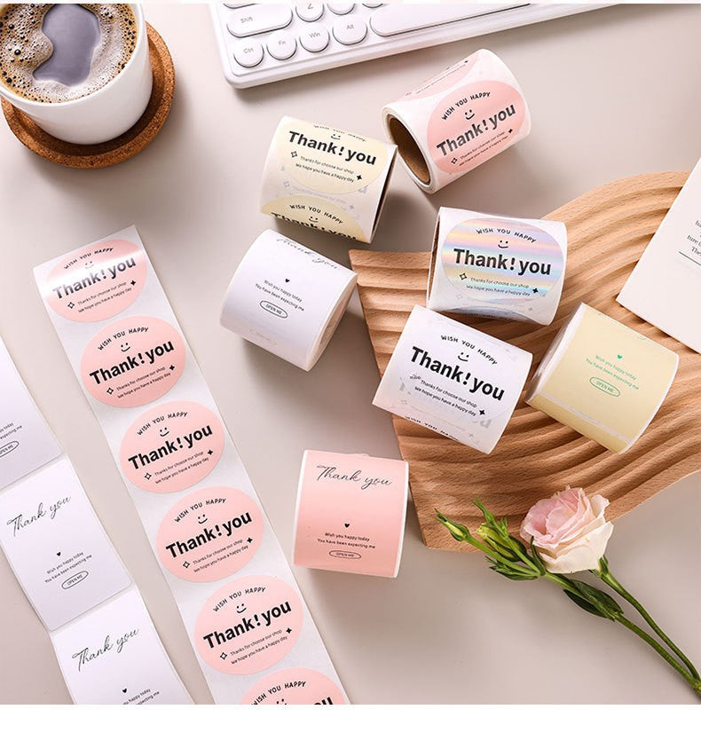 Thank You Stickers Cake Bakery Decoration Adhesive Labels Gift Packaging Sealing Stickers