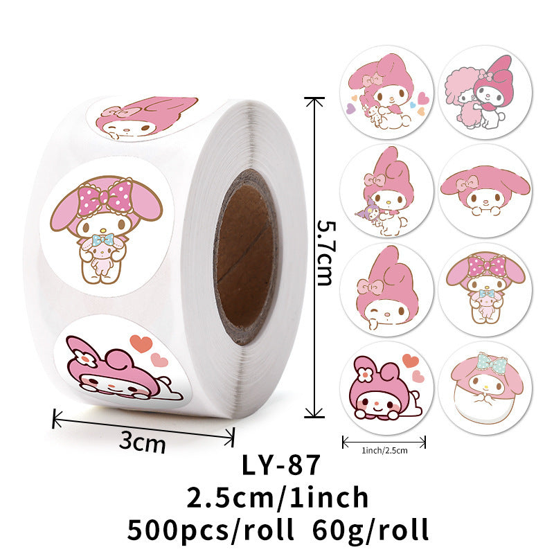 Stickers for Children Girls Cute Sanrio Sealing Stickers Student Guka Journal Material Roll Stickers Reward Teacher Use