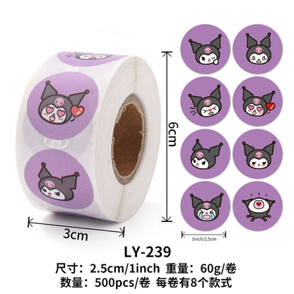 Stickers for Children Girls Cute Sanrio Sealing Stickers Student Guka Journal Material Roll Stickers Reward Teacher Use