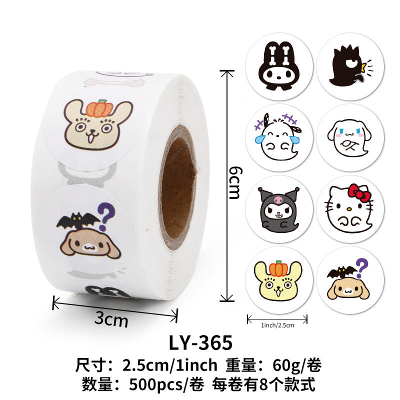 Stickers for Children Girls Cute Sanrio Sealing Stickers Student Guka Journal Material Roll Stickers Reward Teacher Use